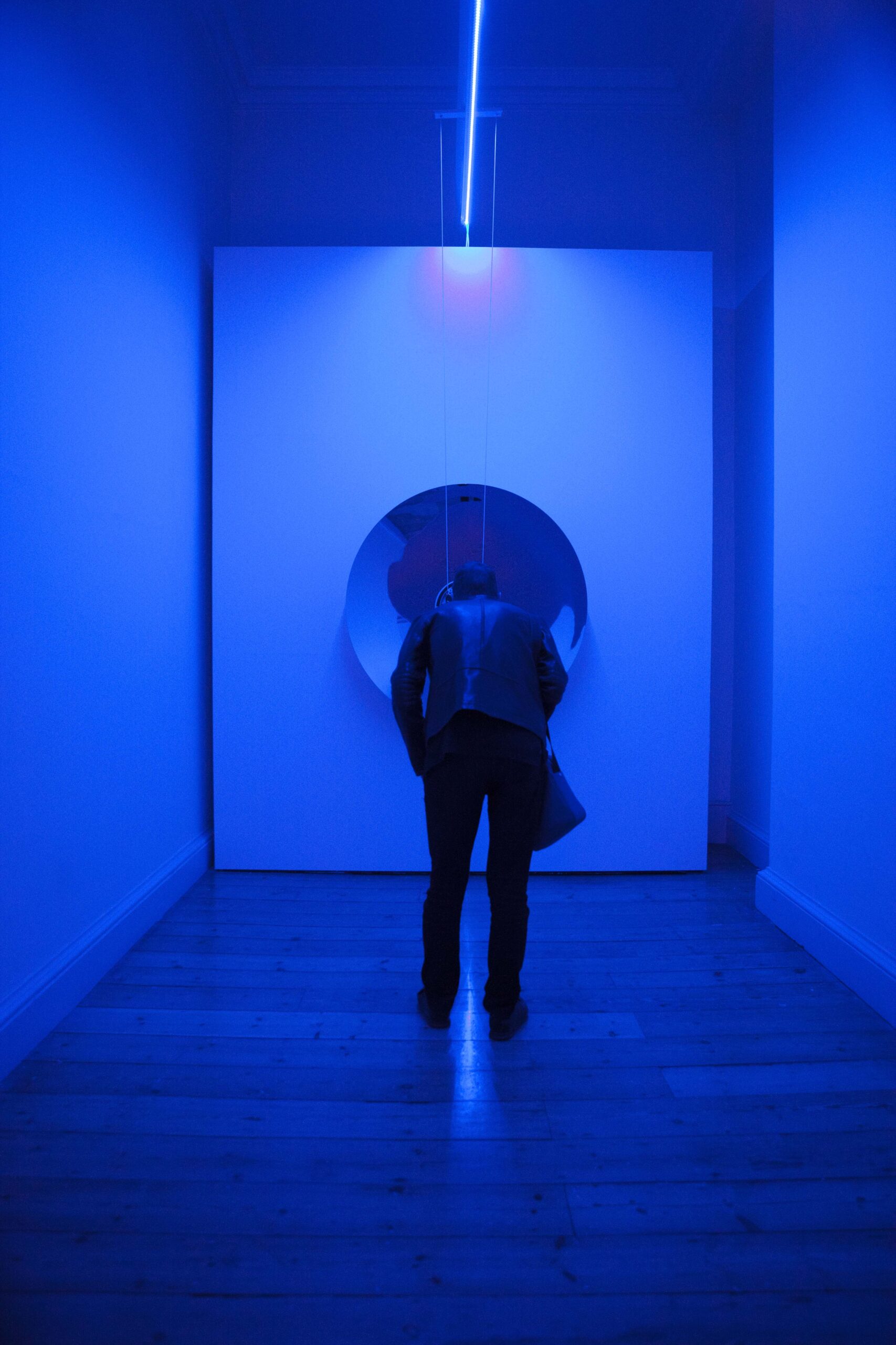 Somerset House, London. Daydreaming with Stanley Kubrick Exhibition PREVIEW. Haroon Mirza and Anish Kapoor 'Bit bang mirror, 2013-2015. Pictures by Richard Cannon/cannonpictures.com on Tuesday 5th July FEE NEGOTIABLE