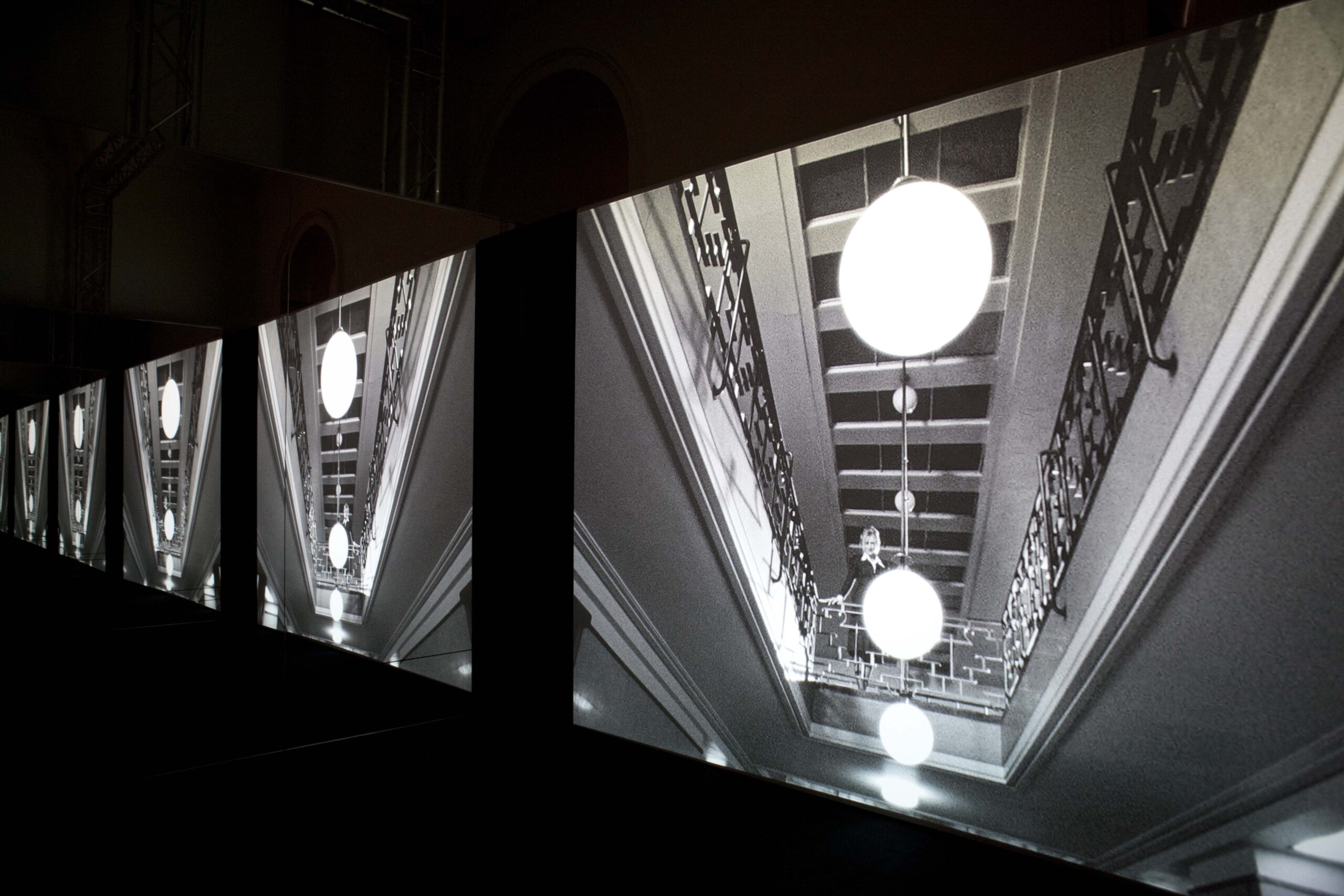 Somerset House, London. Daydreaming with Stanley Kubrick Exhibition PREVIEW. Frame shows Jane and Louise Wilson 'Unfolding the Aryan Papers 2009' Pictures by Richard Cannon/cannonpictures.com on Tuesday 5th July FEE NEGOTIABLE